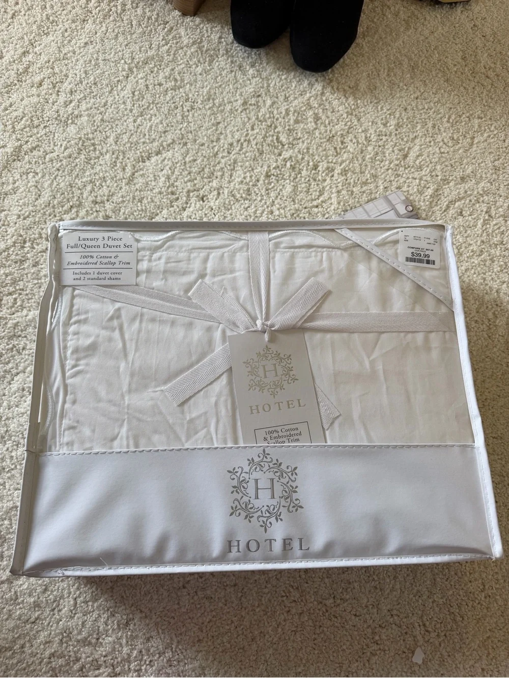 3-Piece Luxury Duvet Cover Set in White